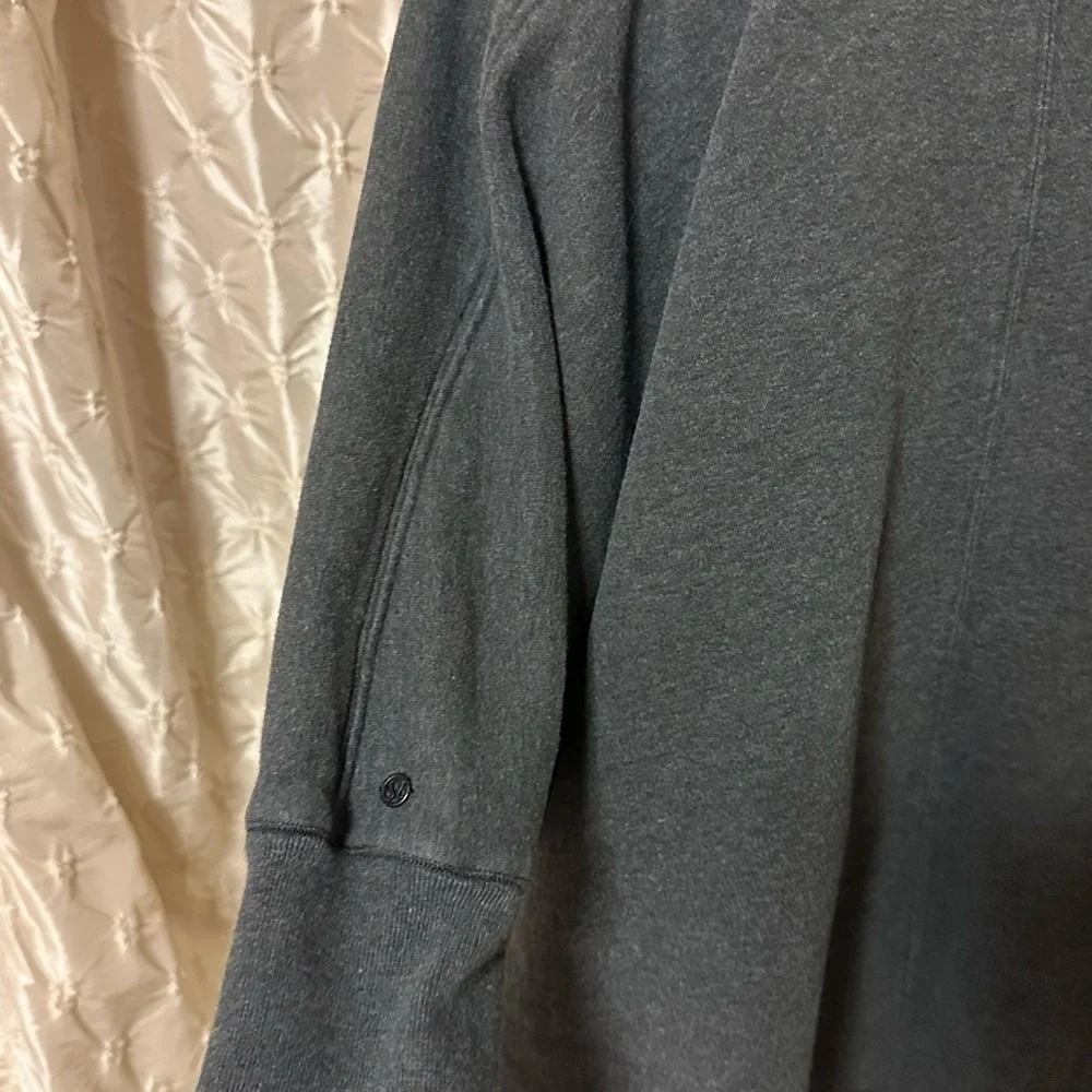Lululemon It Makes Two Wrap Heathered Black Gray Fleece Open Front
